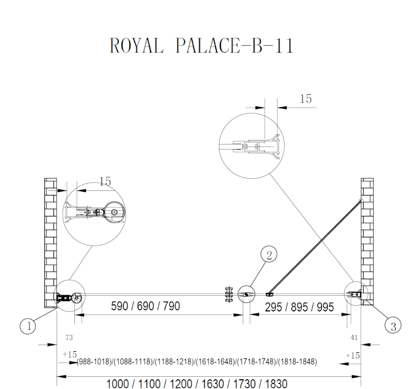 Душевая дверь Cezares Royal Palace-A-B-11-100+90-CP-Cr
